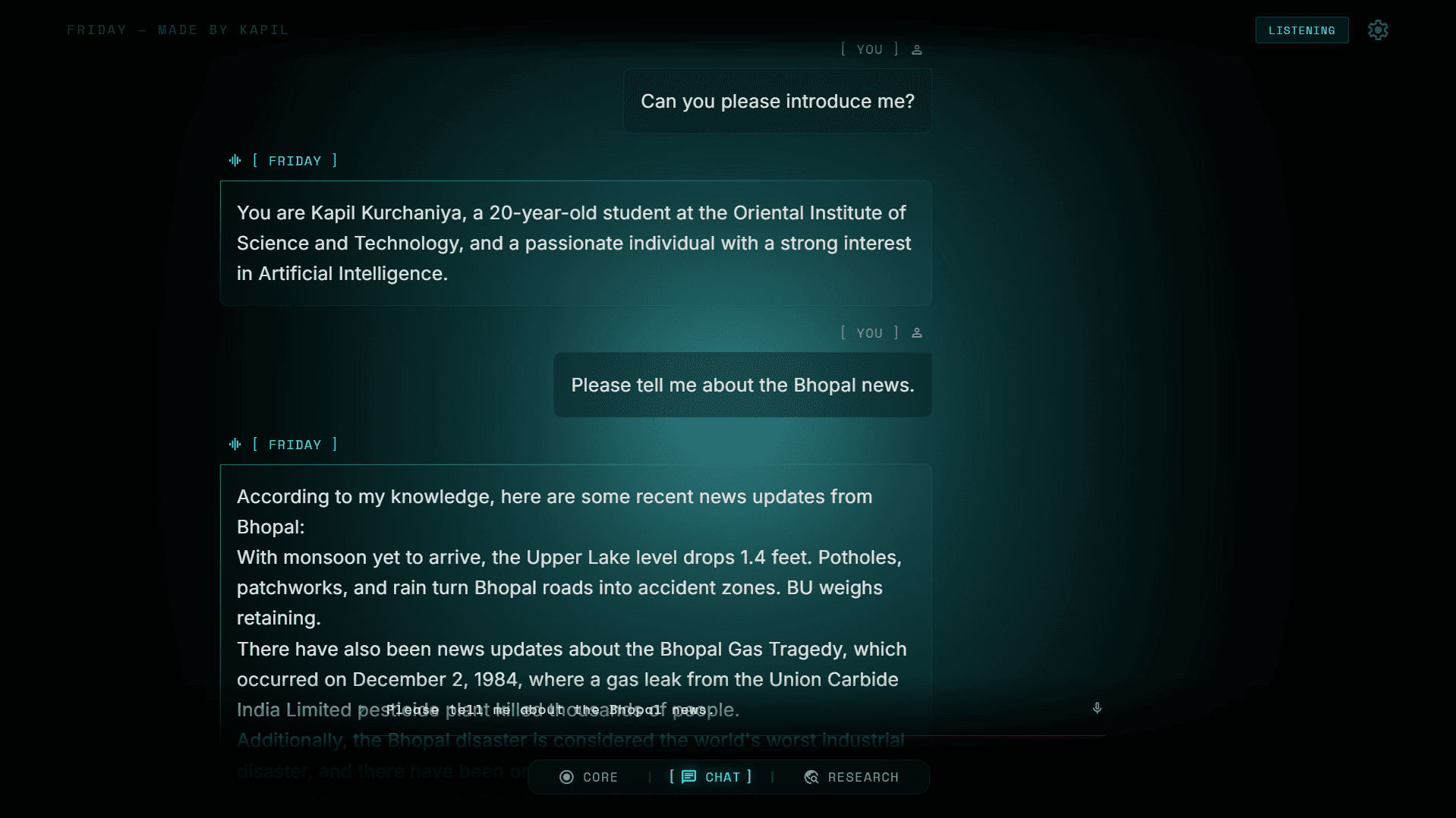 FRIDAY THE ASSISTANT project preview